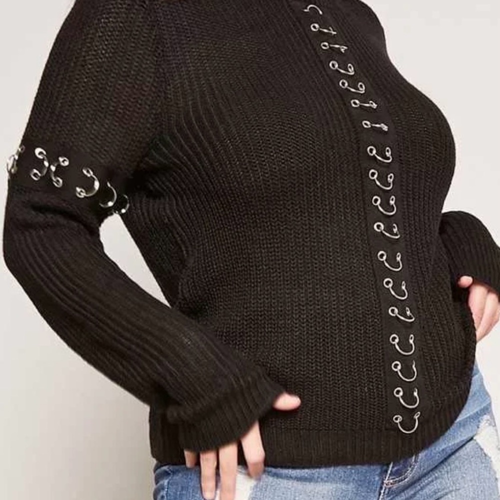 Gothic Black Sweater with Embellishments